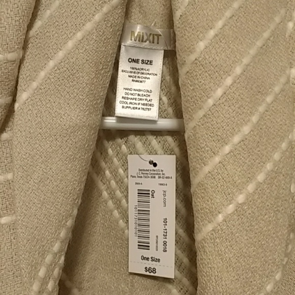 NWT Mixit Women's Sweater Poncho - Cream - One Size - Picture 5 of 8